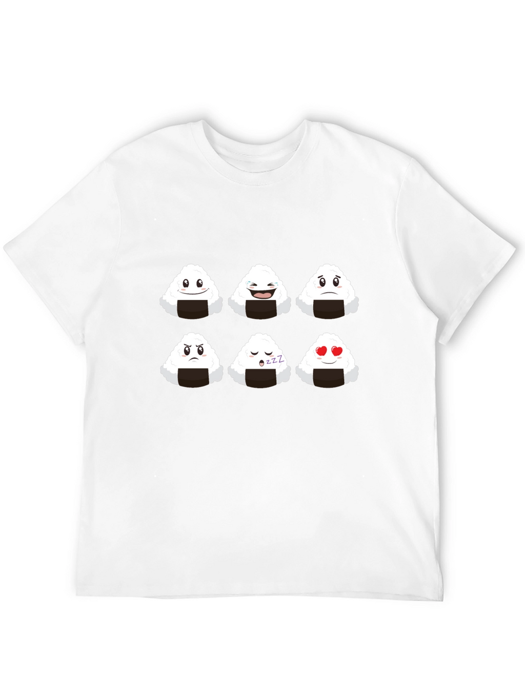 Emoji Onigiri Graphic Tee - Funny Rice Ball Shirt