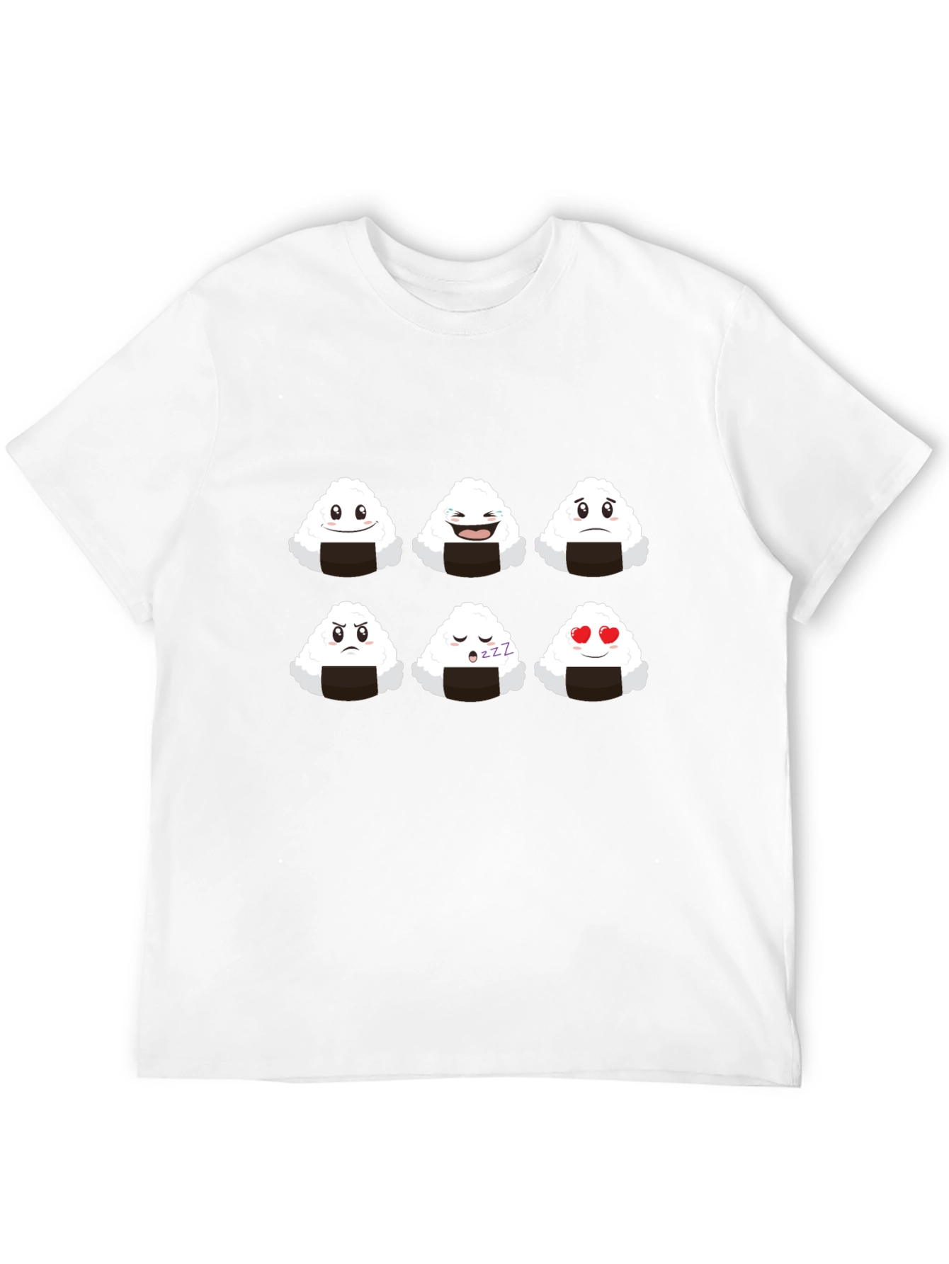 Emoji Onigiri Graphic Tee - Funny Rice Ball Shirt