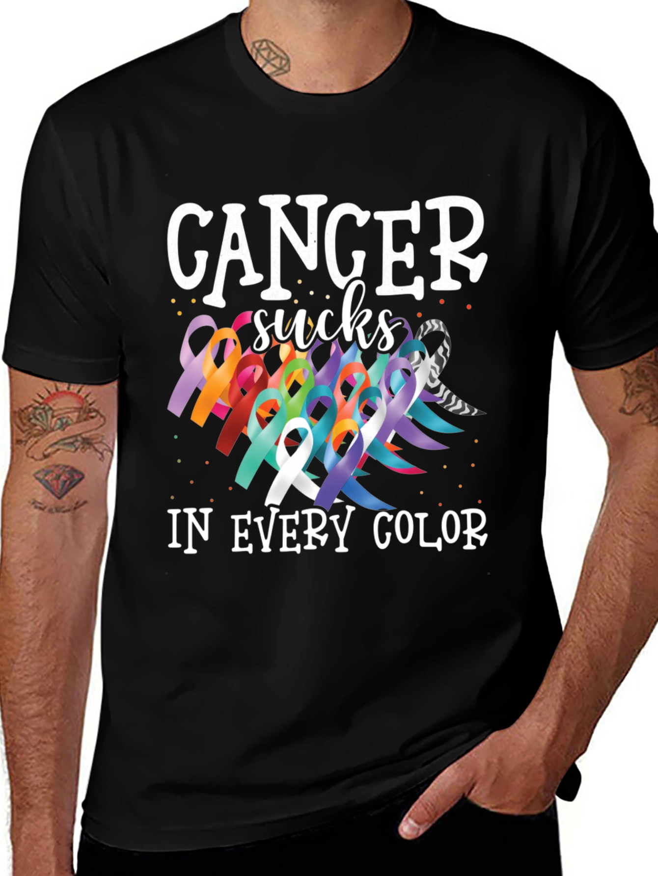 Cancer Sucks in Every Color Awareness T-Shirt
