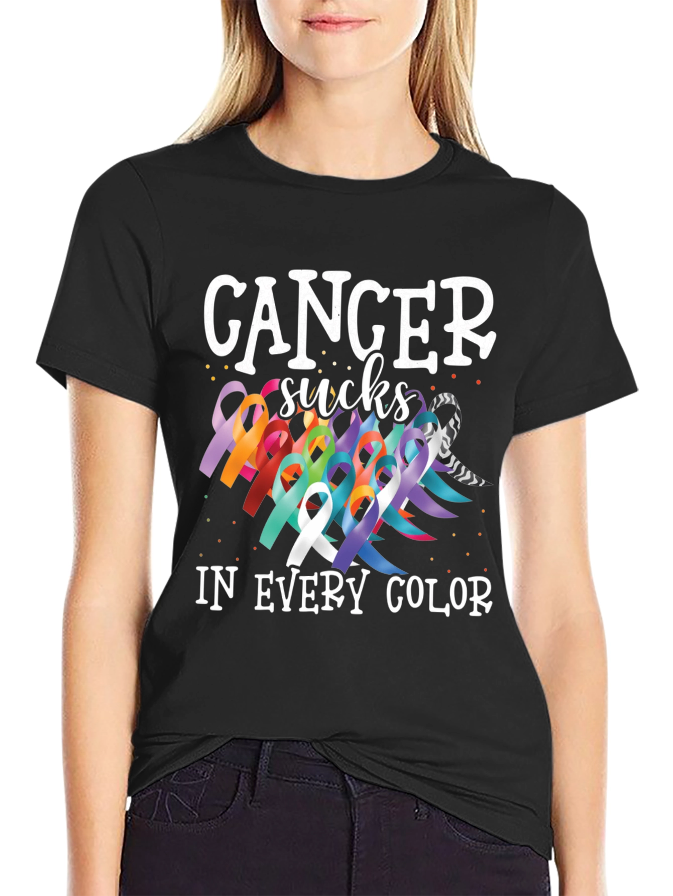 Cancer Sucks in Every Color Awareness T-Shirt