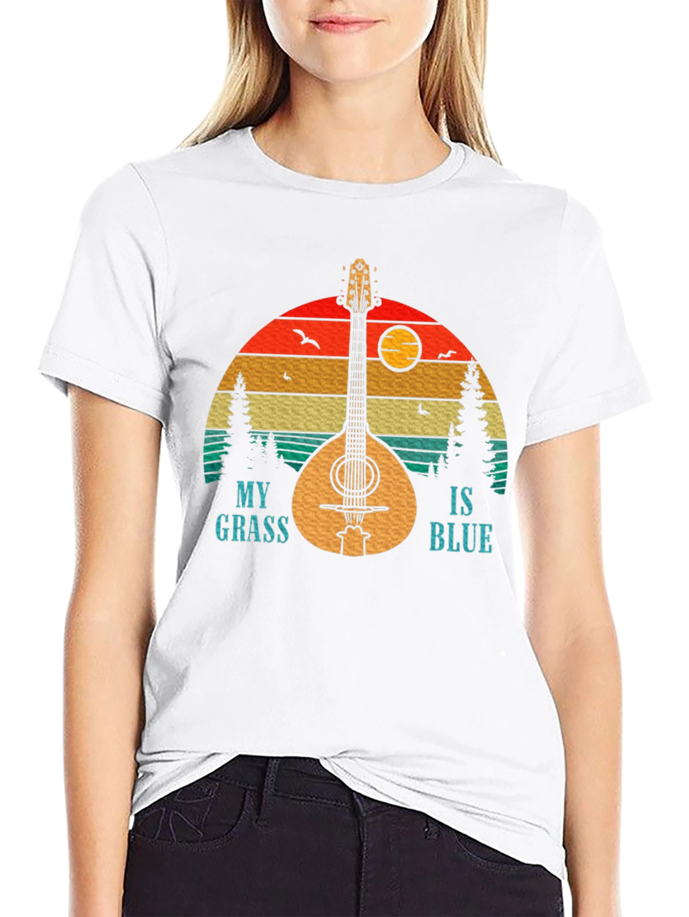 My Grass Is Blue Mandolin Sunset T-Shirt