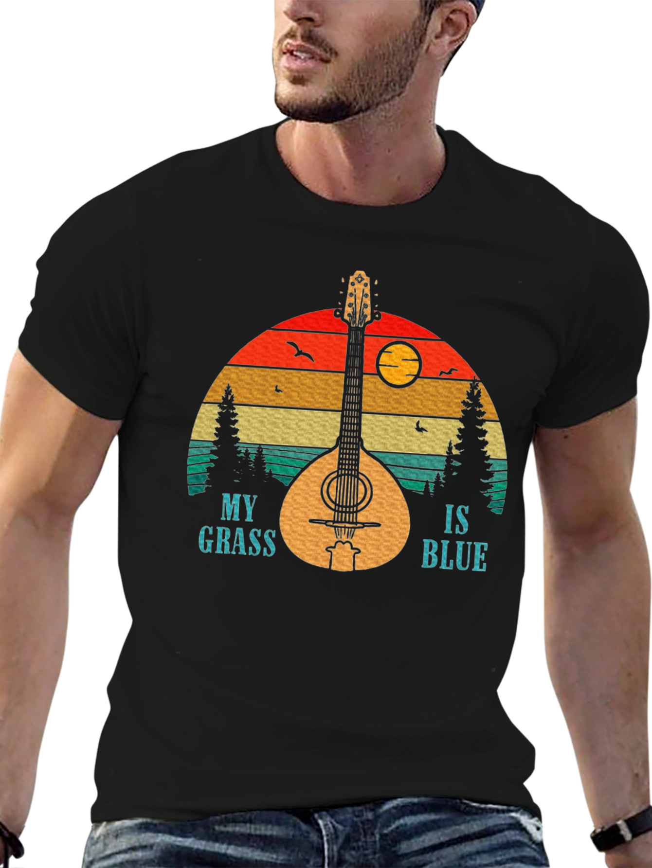 My Grass Is Blue Mandolin Sunset T-Shirt