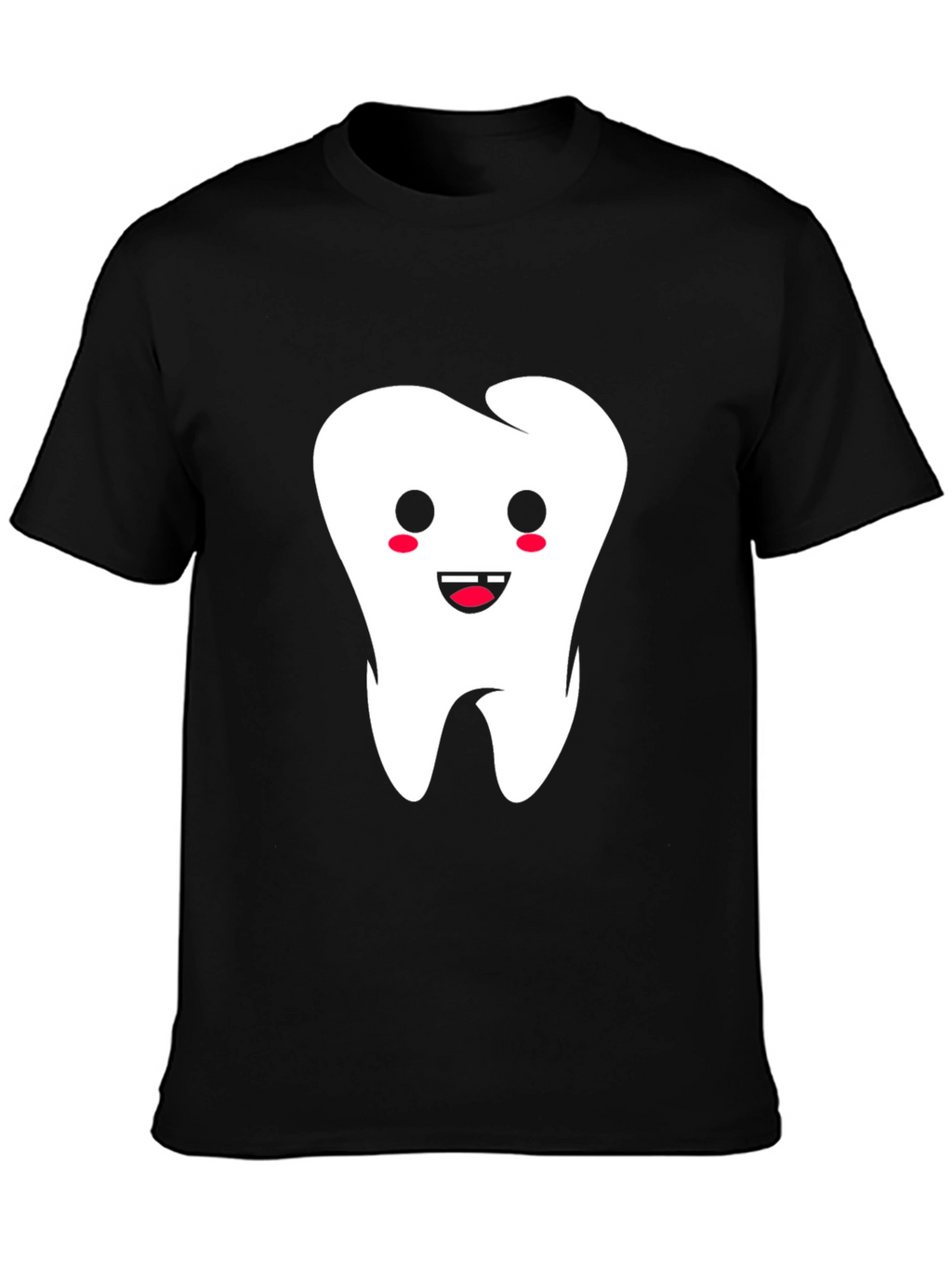 Cute Tooth Graphic Black T-Shirt