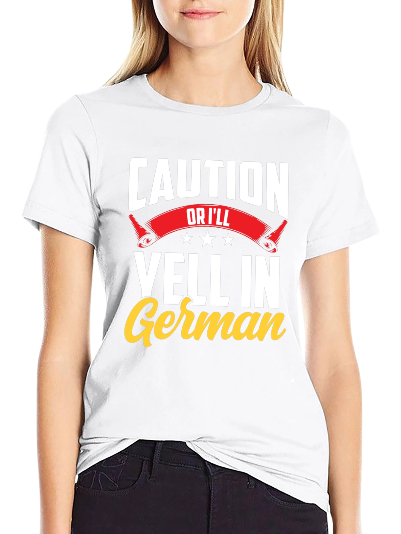 Caution Ill Yell in German T-Shirt - Funny