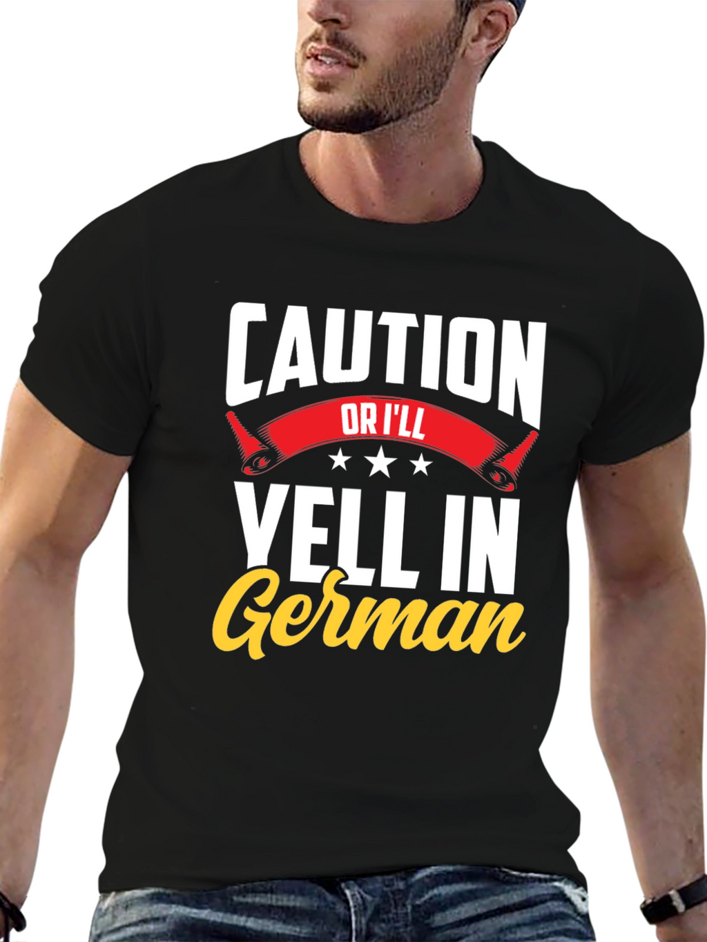 Caution Ill Yell in German T-Shirt - Funny