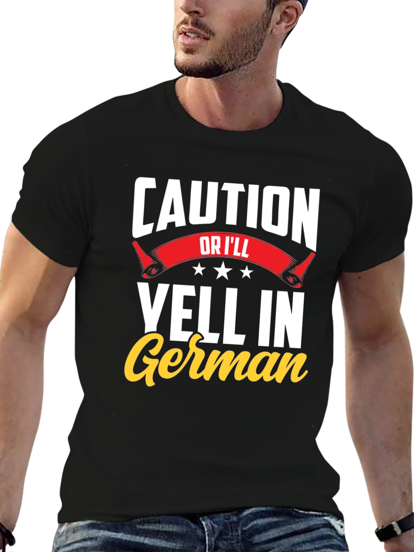 Caution Ill Yell in German T-Shirt - Funny