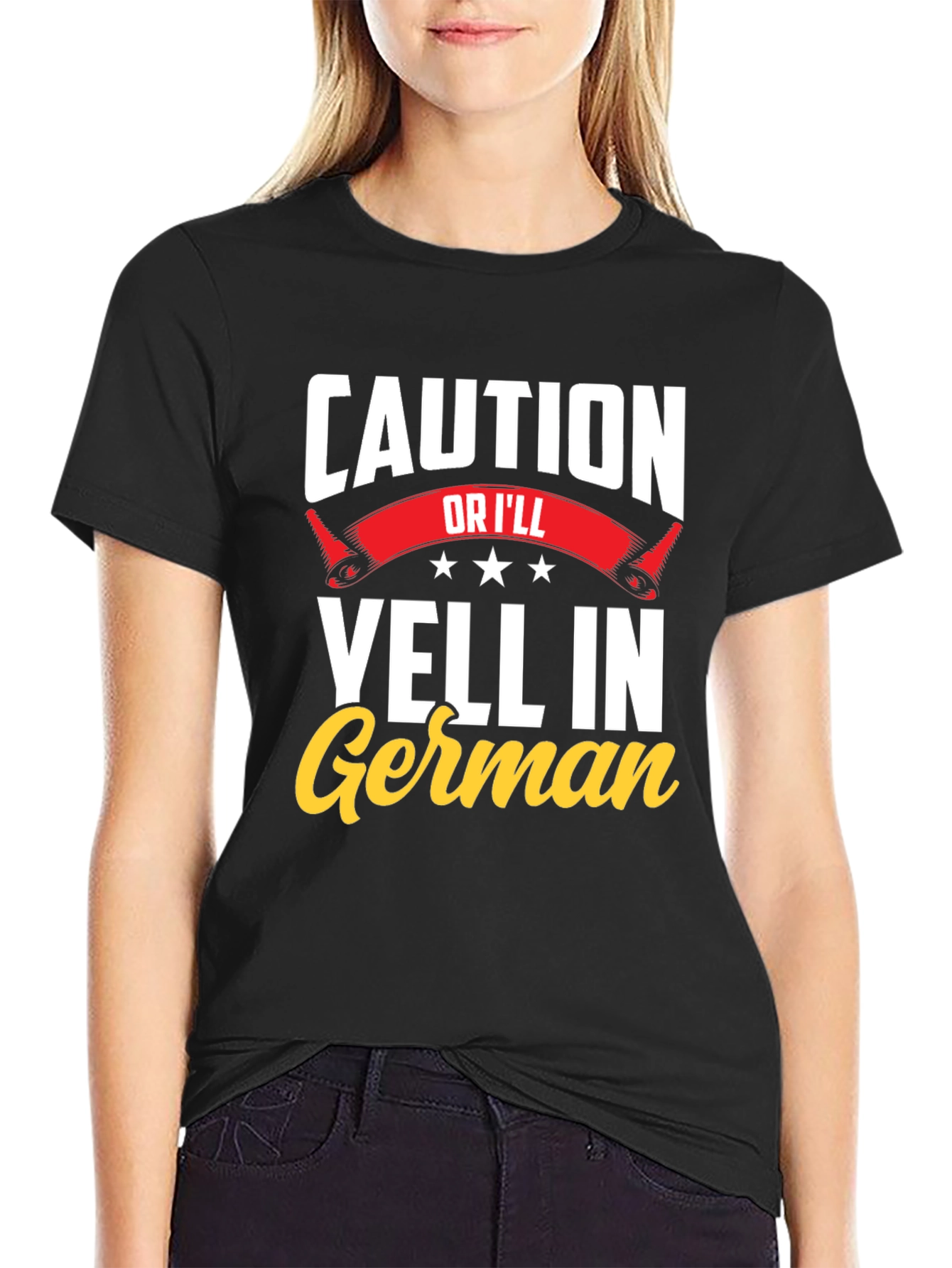 Caution Ill Yell in German T-Shirt - Funny