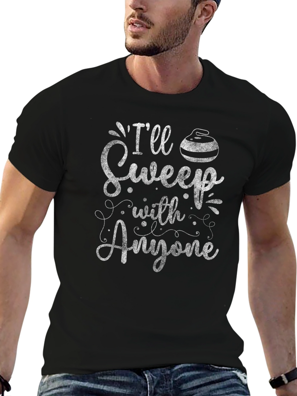 Ill Sweep With Anyone Curling Graphic T-Shirt