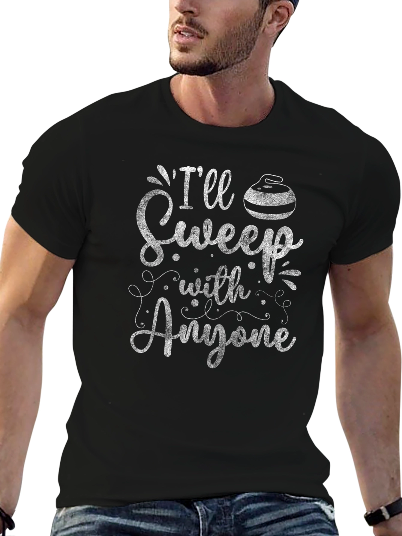 Ill Sweep With Anyone Curling Graphic T-Shirt