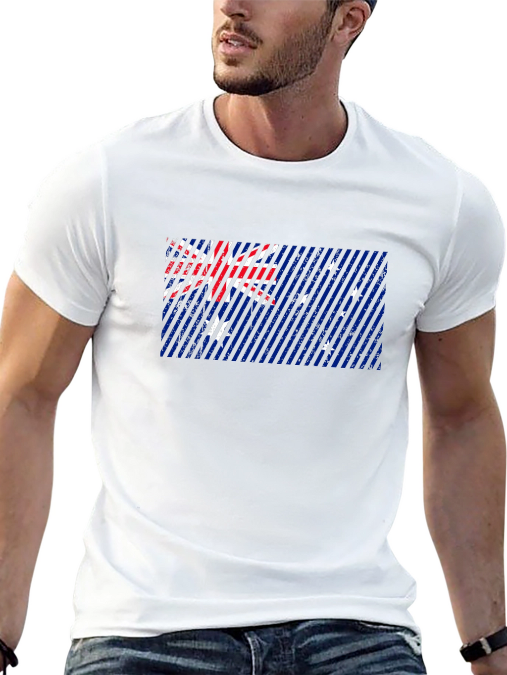 Australian Flag Graphic Print Black T-Shirt