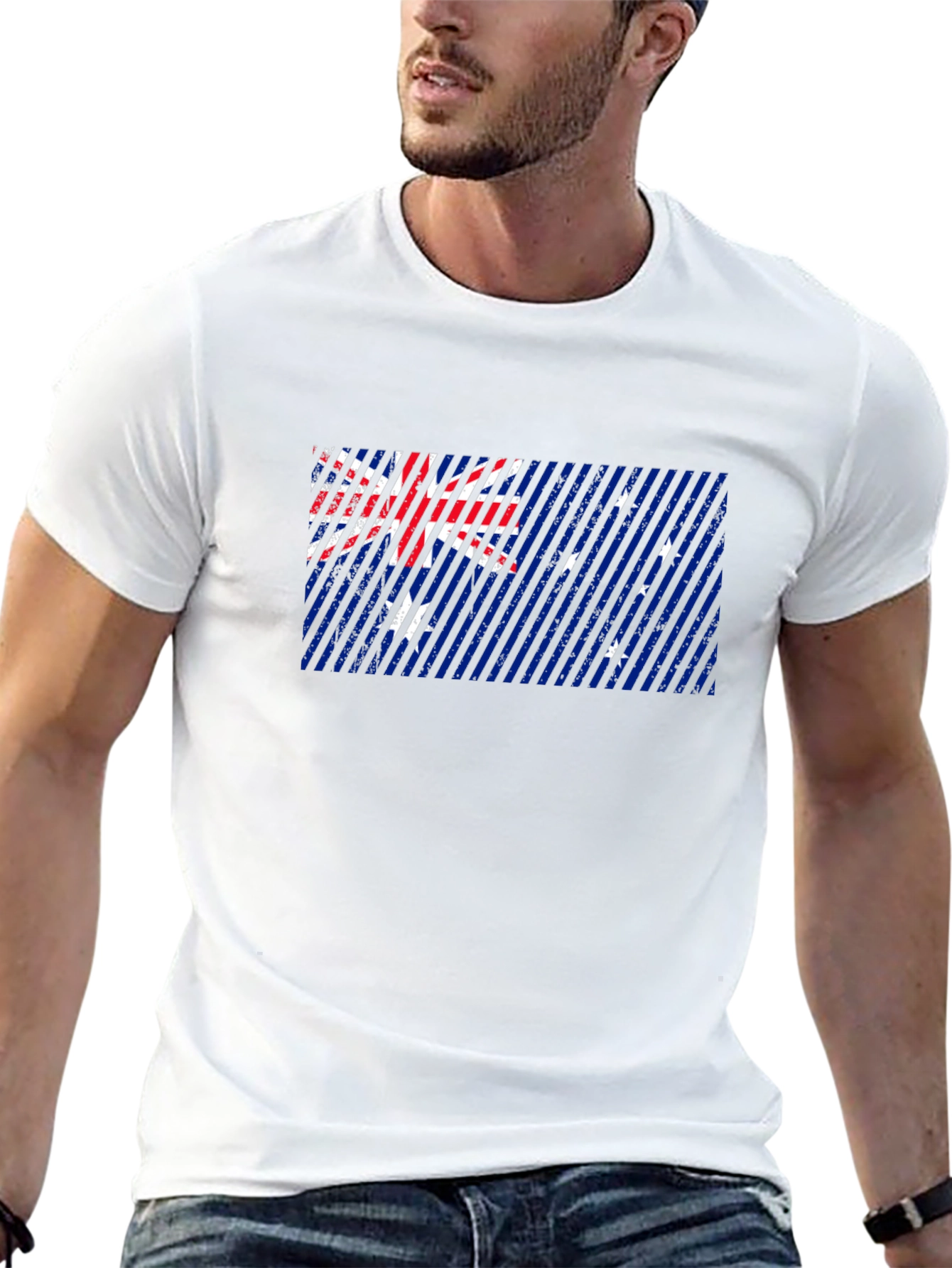 Australian Flag Graphic Print Black T-Shirt
