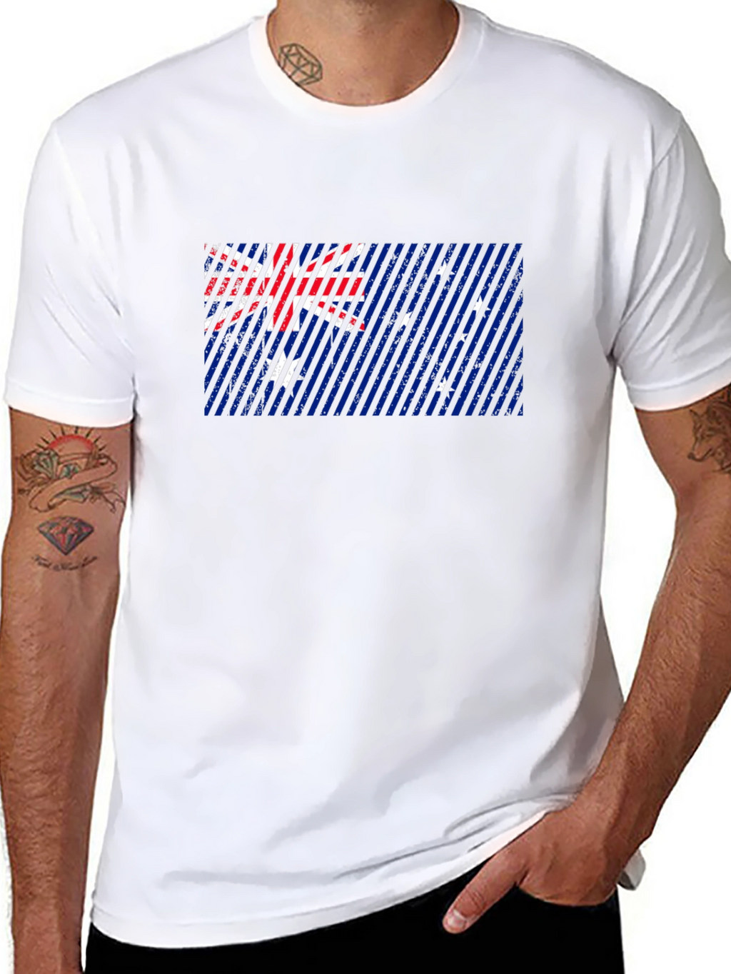 Australian Flag Graphic Print Black T-Shirt