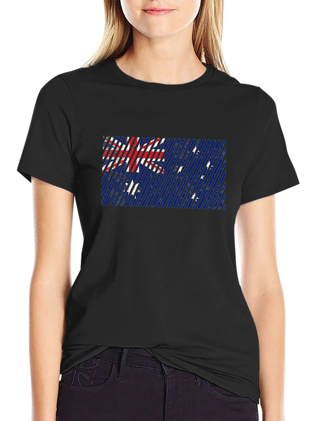 Australian Flag Graphic Print Black T-Shirt