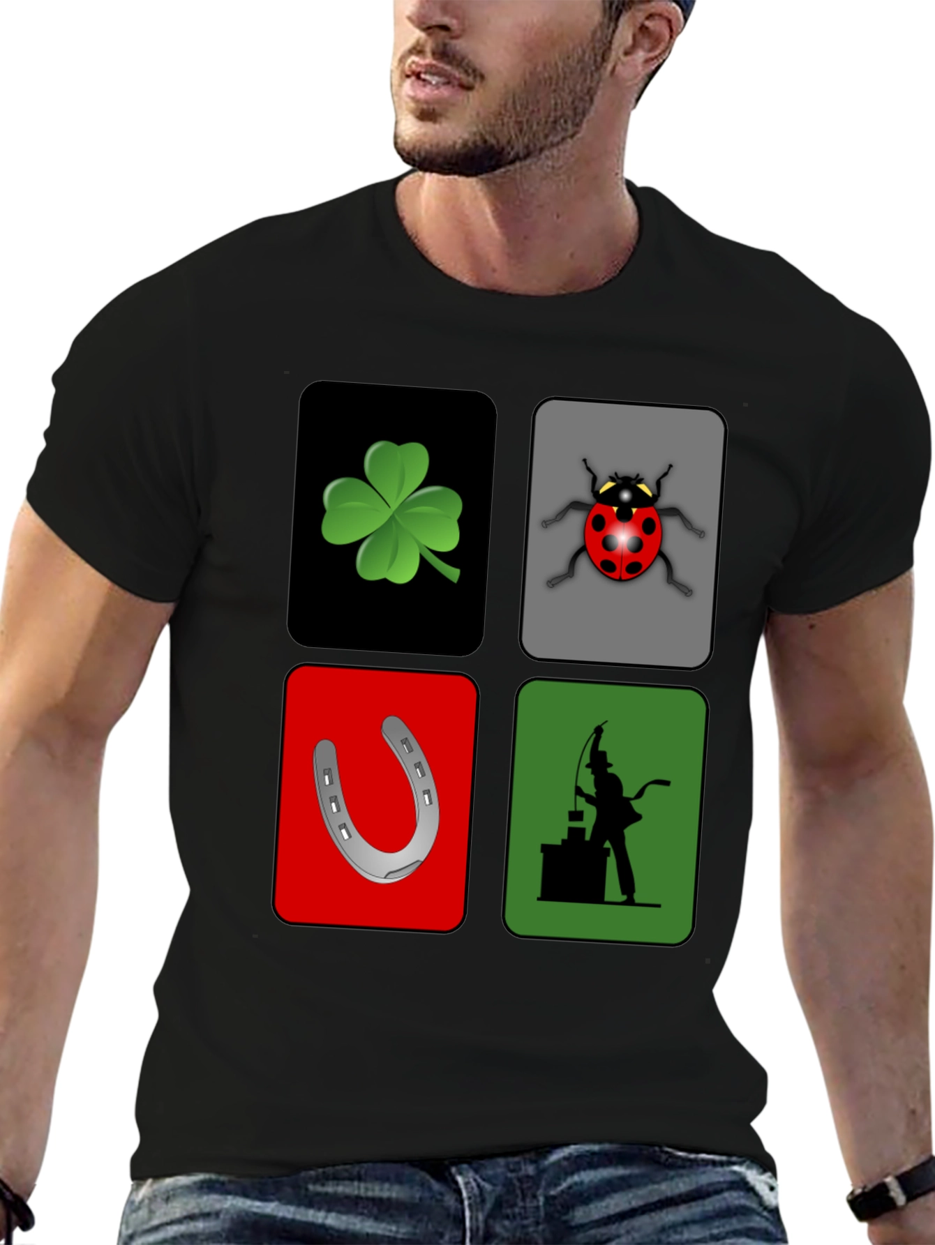 Lucky Charm Graphic T-Shirt - Clover Ladybug Horseshoe