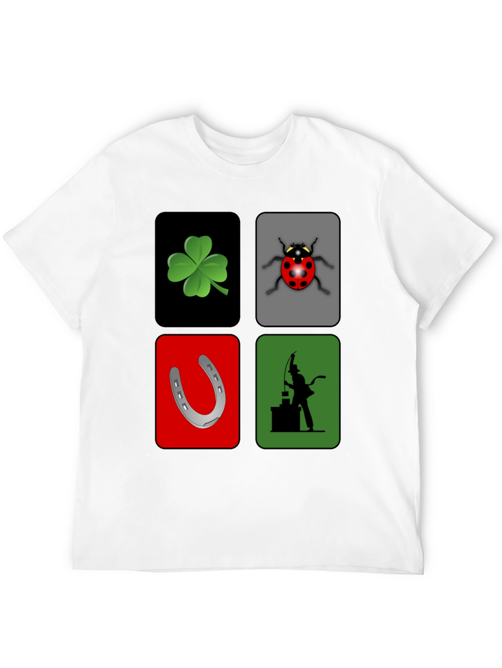 Lucky Charm Graphic T-Shirt - Clover Ladybug Horseshoe