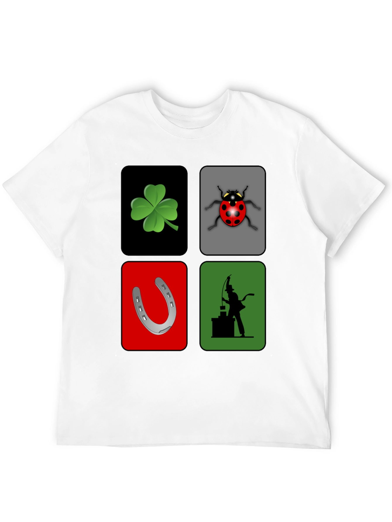 Lucky Charm Graphic T-Shirt - Clover Ladybug Horseshoe