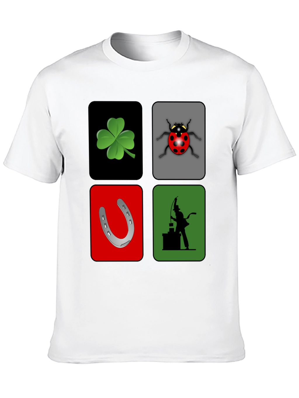 Lucky Charm Graphic T-Shirt - Clover Ladybug Horseshoe