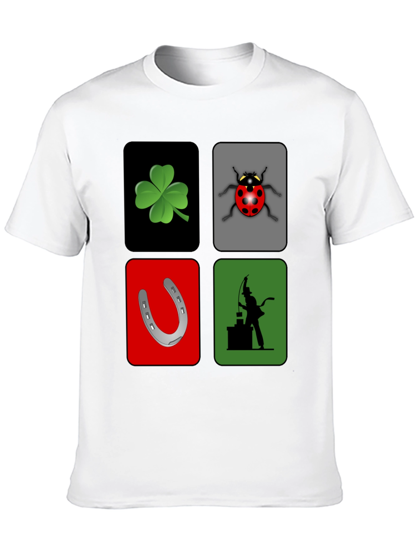 Lucky Charm Graphic T-Shirt - Clover Ladybug Horseshoe