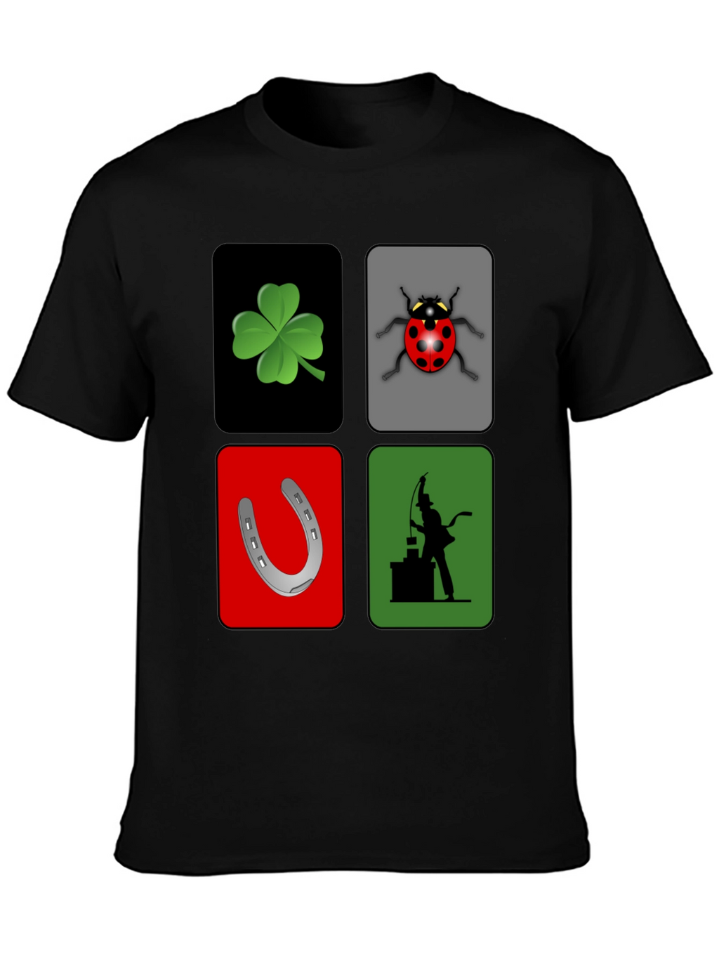 Lucky Charm Graphic T-Shirt - Clover Ladybug Horseshoe