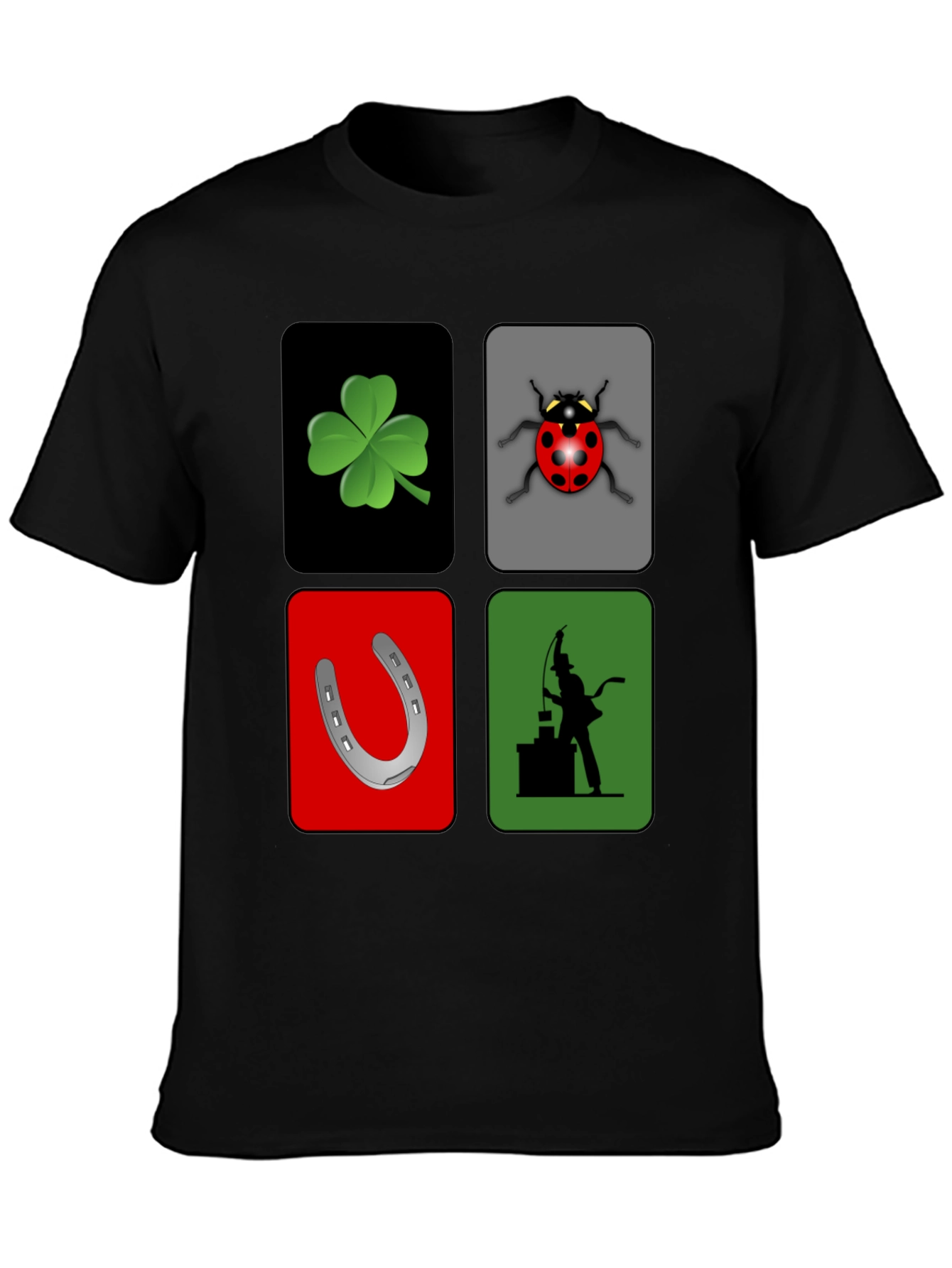 Lucky Charm Graphic T-Shirt - Clover Ladybug Horseshoe