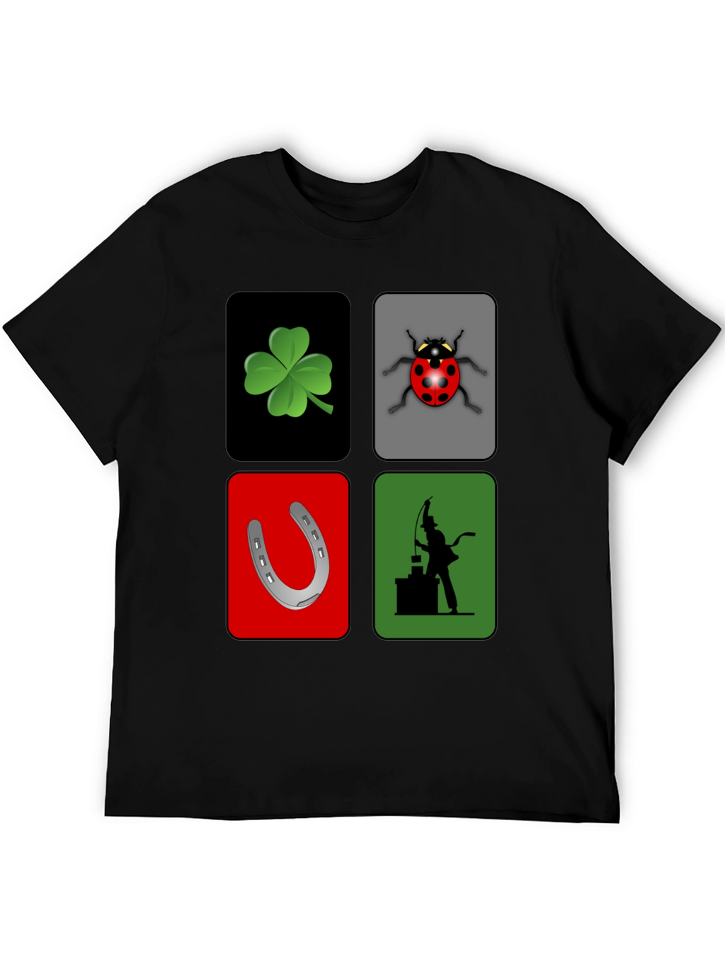 Lucky Charm Graphic T-Shirt - Clover Ladybug Horseshoe