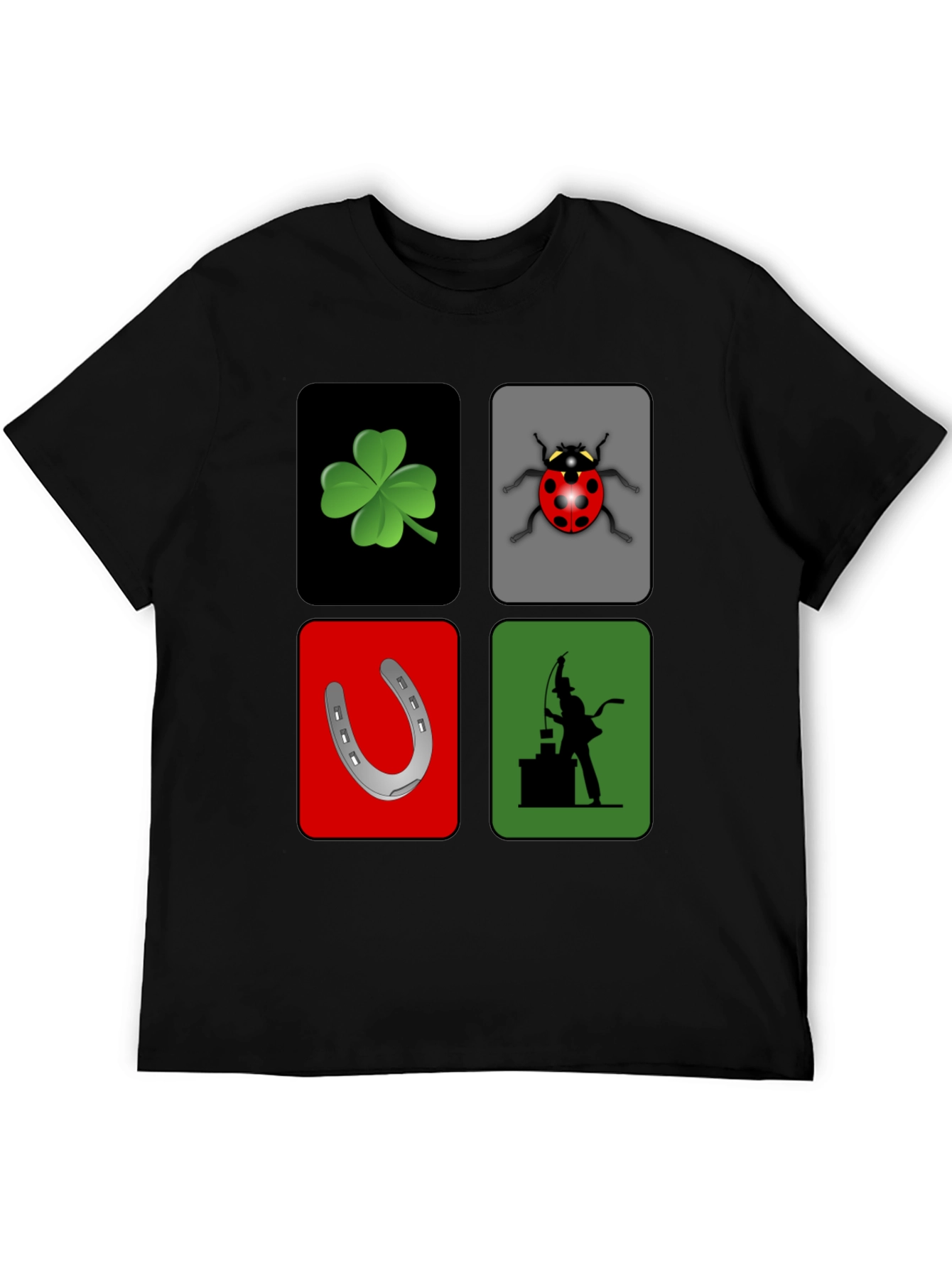 Lucky Charm Graphic T-Shirt - Clover Ladybug Horseshoe