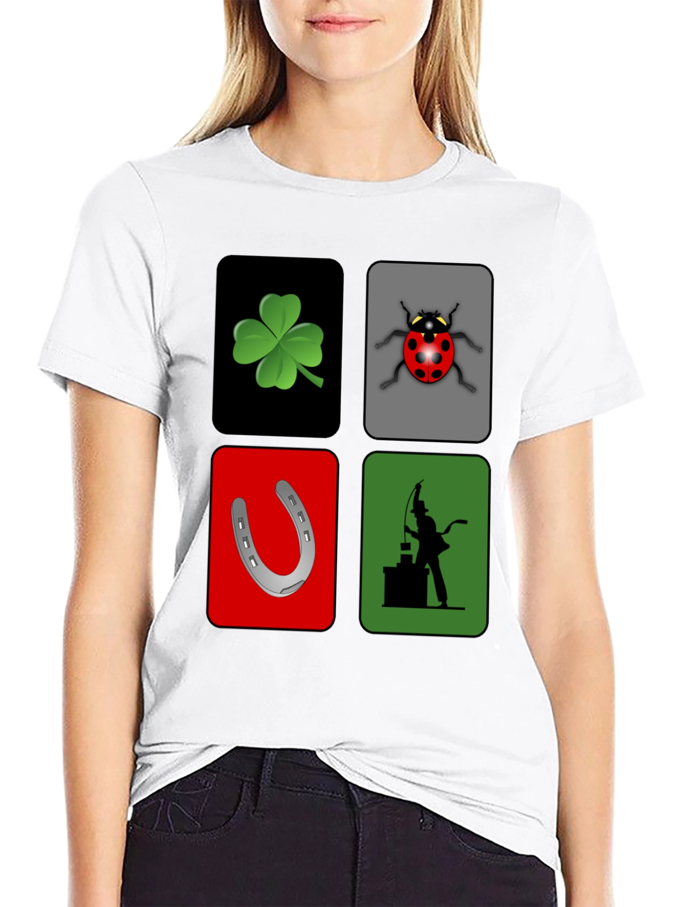 Lucky Charm Graphic T-Shirt - Clover Ladybug Horseshoe