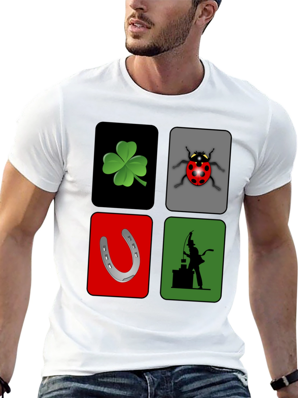 Lucky Charm Graphic T-Shirt - Clover Ladybug Horseshoe