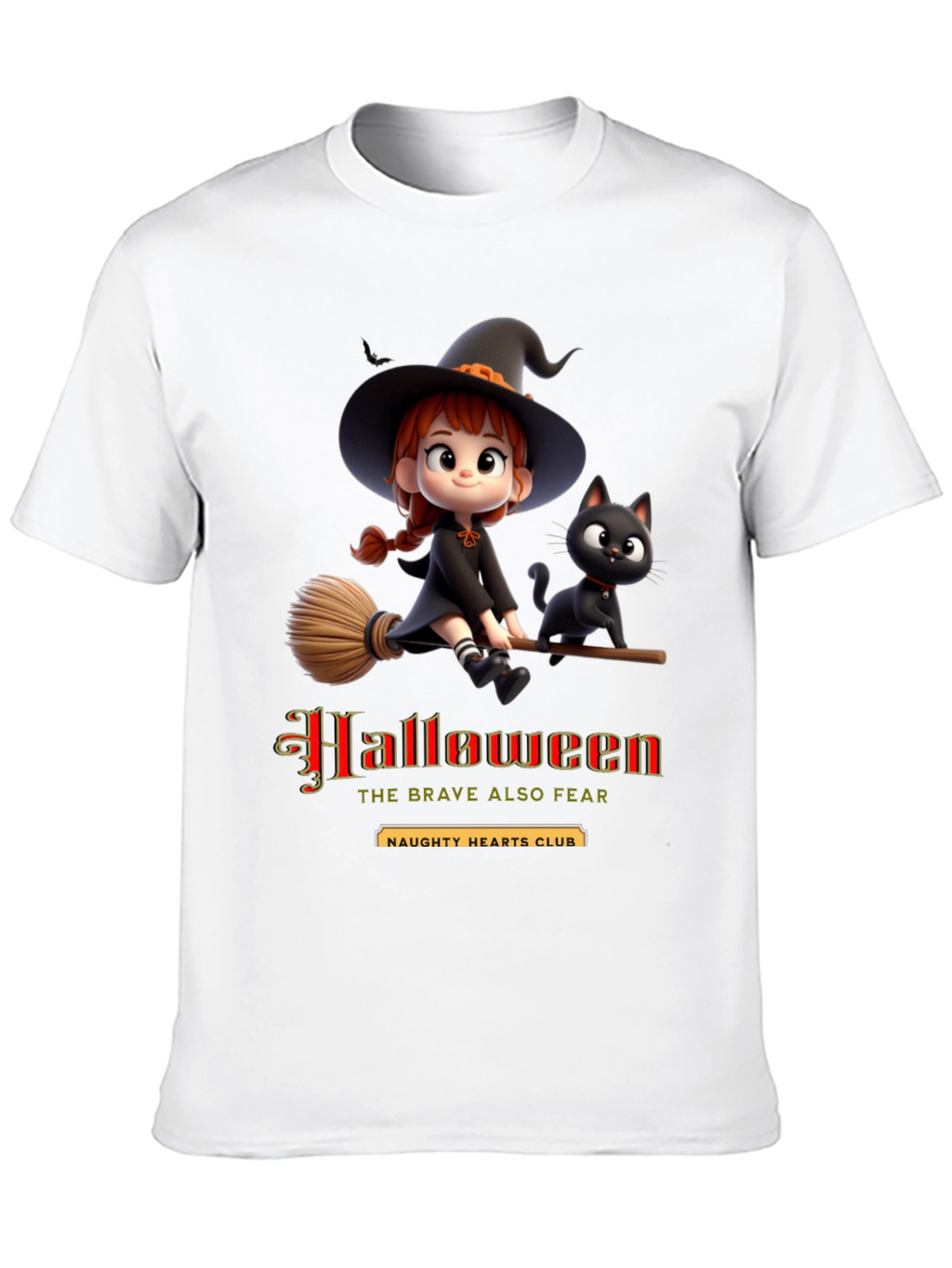 Halloween Witch & Cat Graphic Tee