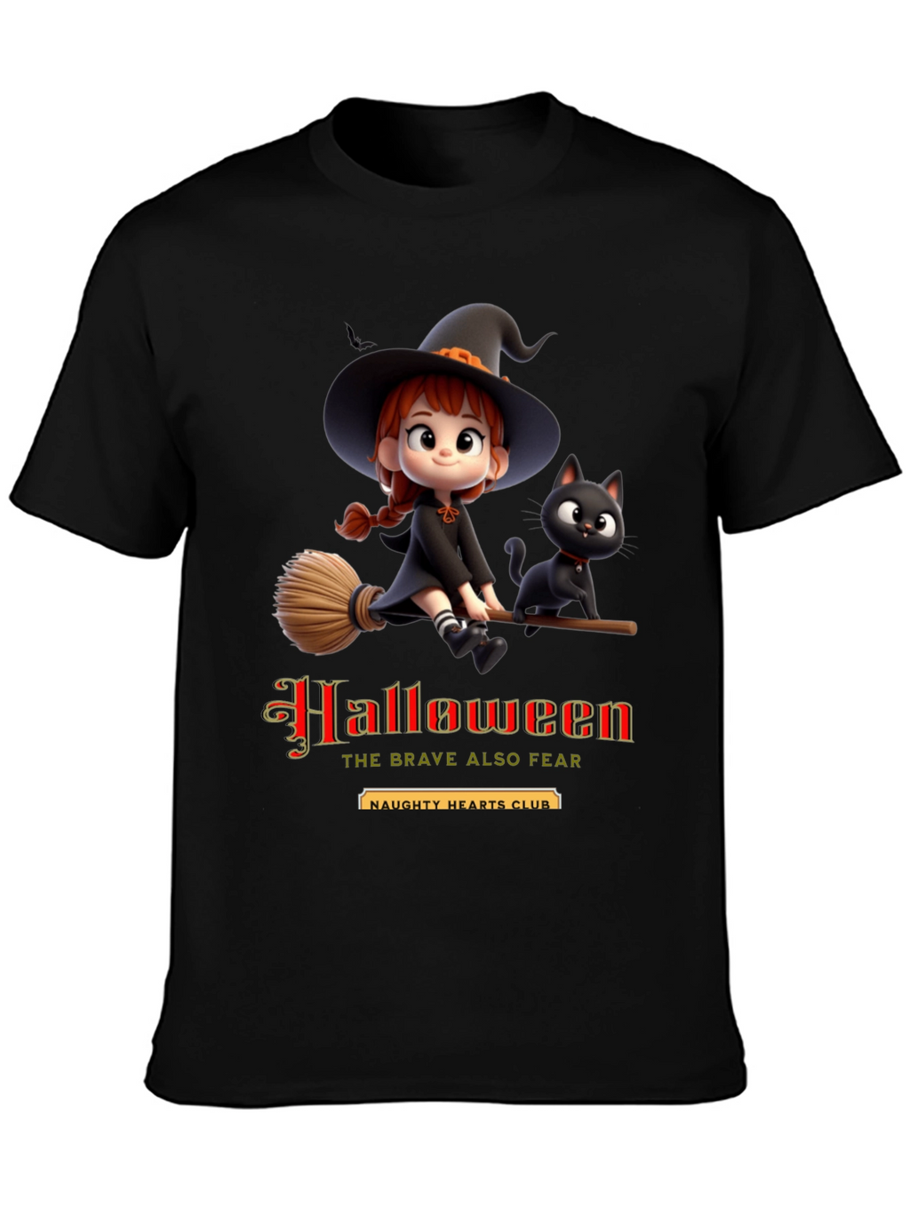 Halloween Witch & Cat Graphic Tee