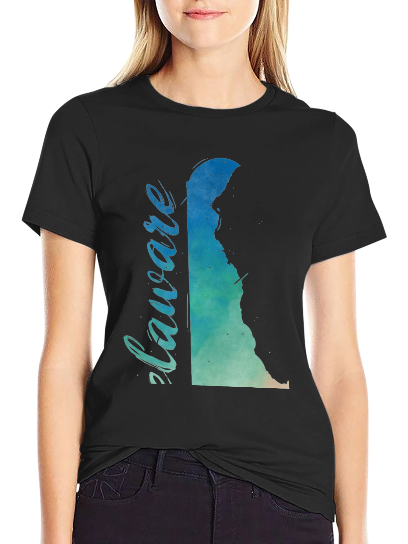 Delaware State Map Watercolor Graphic T-Shirt