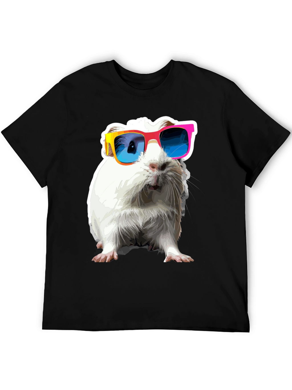 Cool Guinea Pig Graphic Tee - Black Cotton T-Shirt