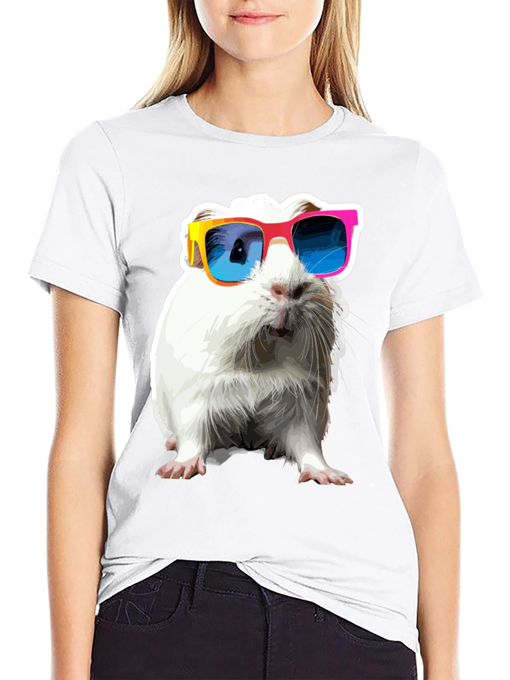 Cool Guinea Pig Graphic Tee - Black Cotton T-Shirt