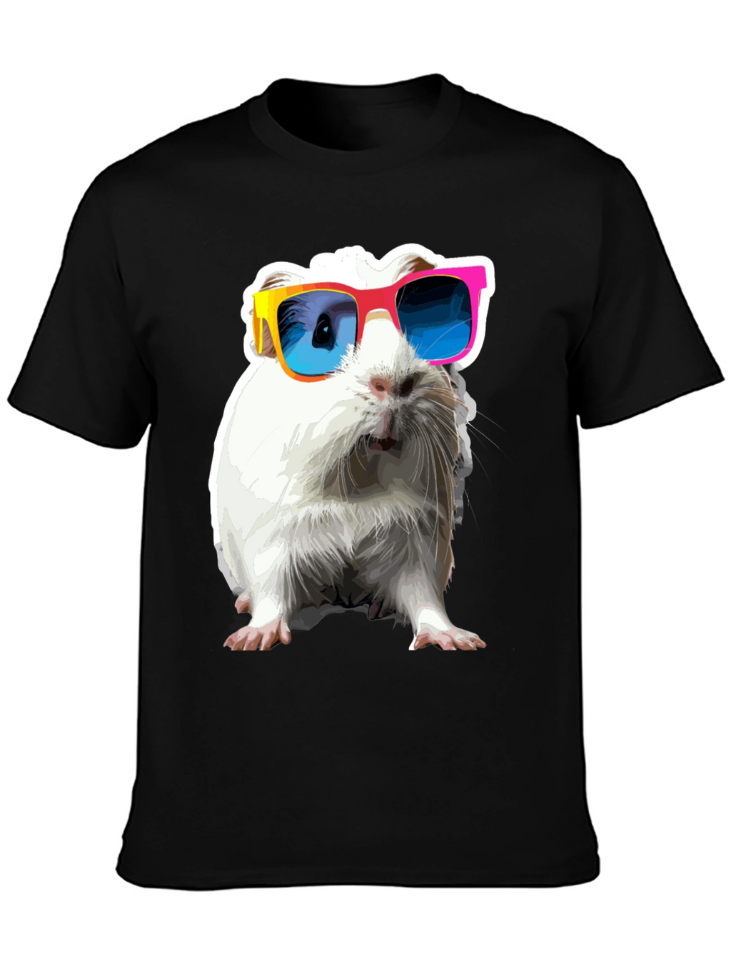 Cool Guinea Pig Graphic Tee - Black Cotton T-Shirt