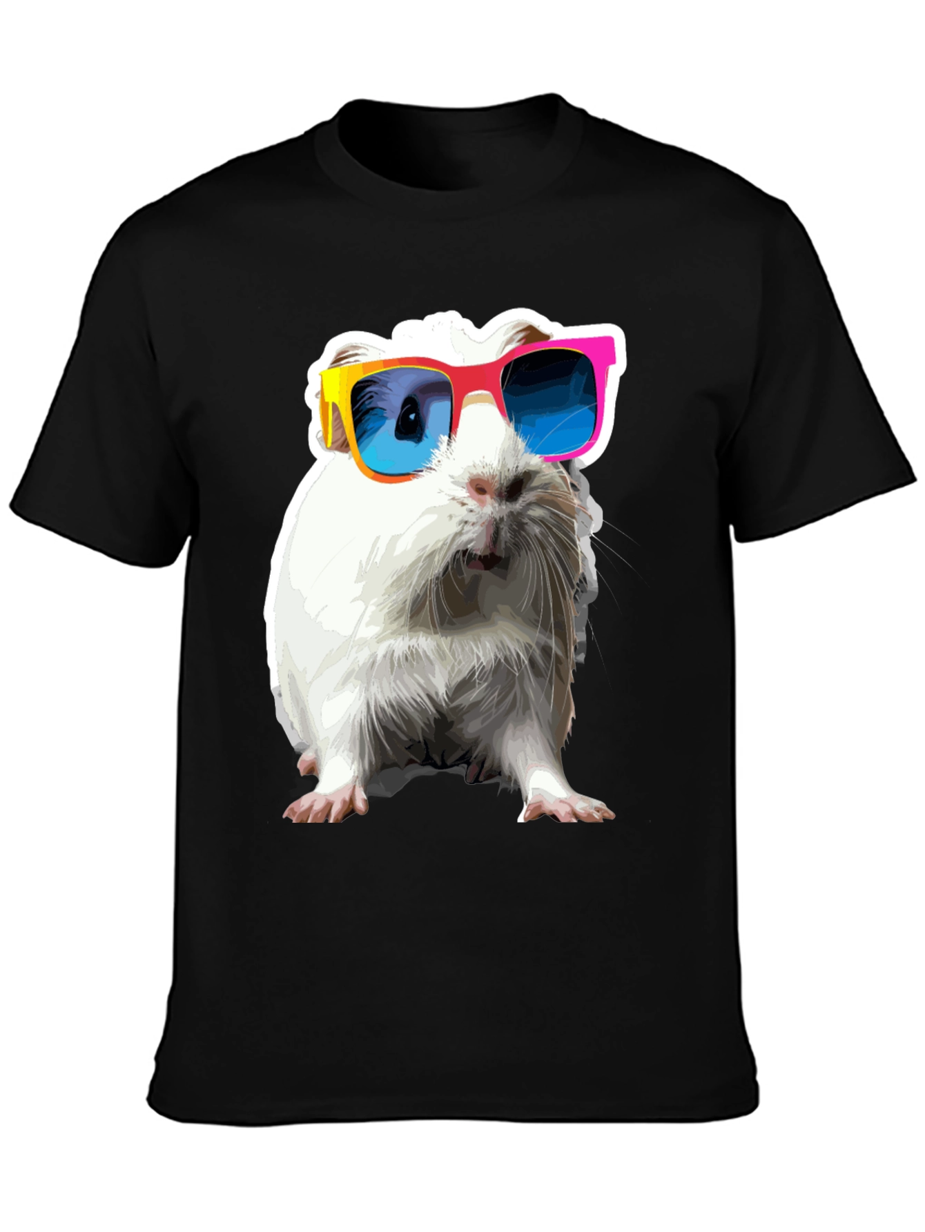 Cool Guinea Pig Graphic Tee - Black Cotton T-Shirt