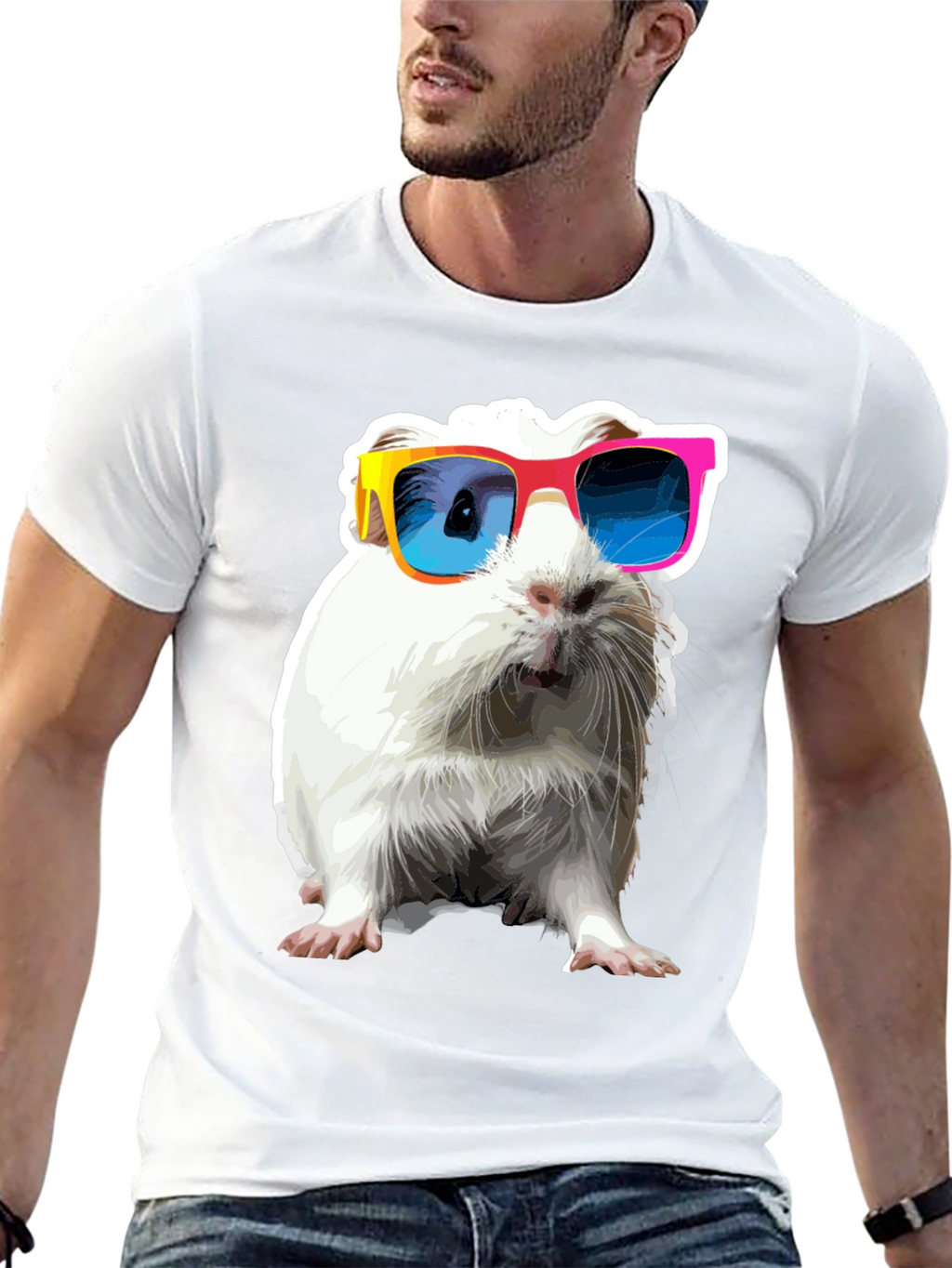 Cool Guinea Pig Graphic Tee - Black Cotton T-Shirt