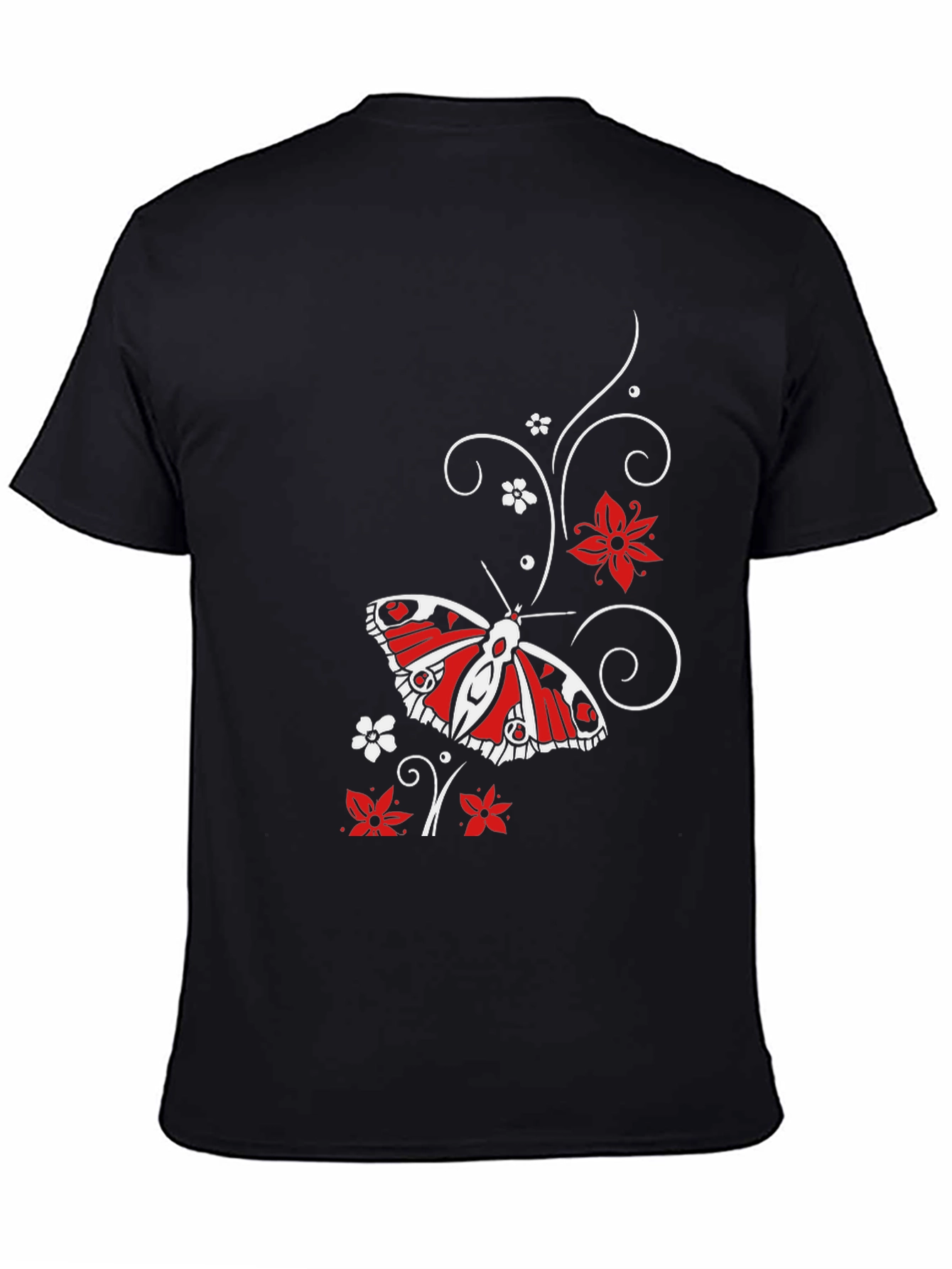 Butterfly & Floral Print T-Shirt - Stylish Mens Tee