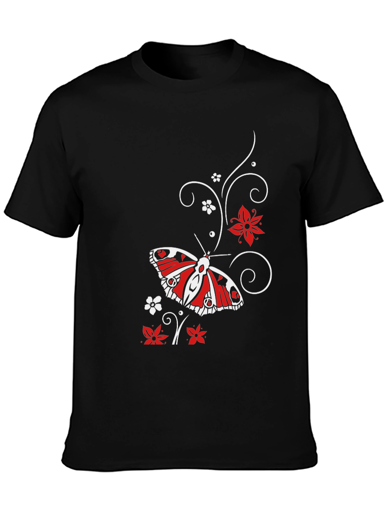 Butterfly & Floral Print T-Shirt - Stylish Mens Tee
