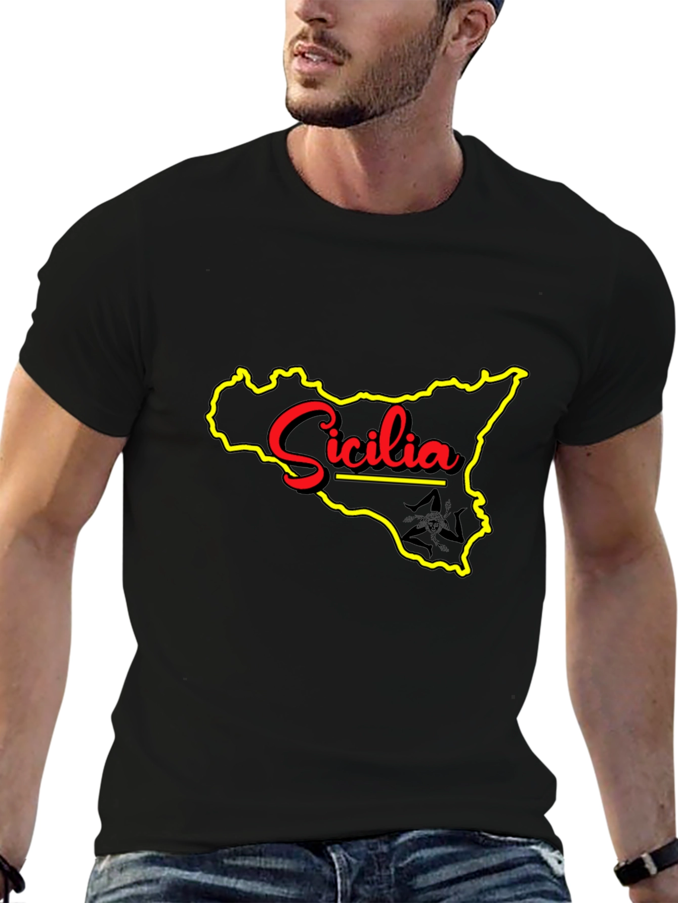 Sicilia Map T-Shirt - Italy Travel Souvenir Graphic Tee
