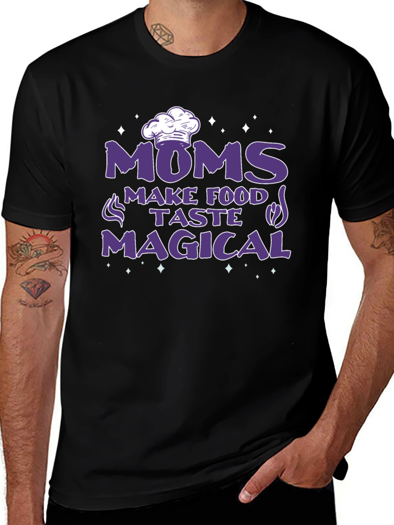 Moms Make Food Taste Magical Black T-Shirt