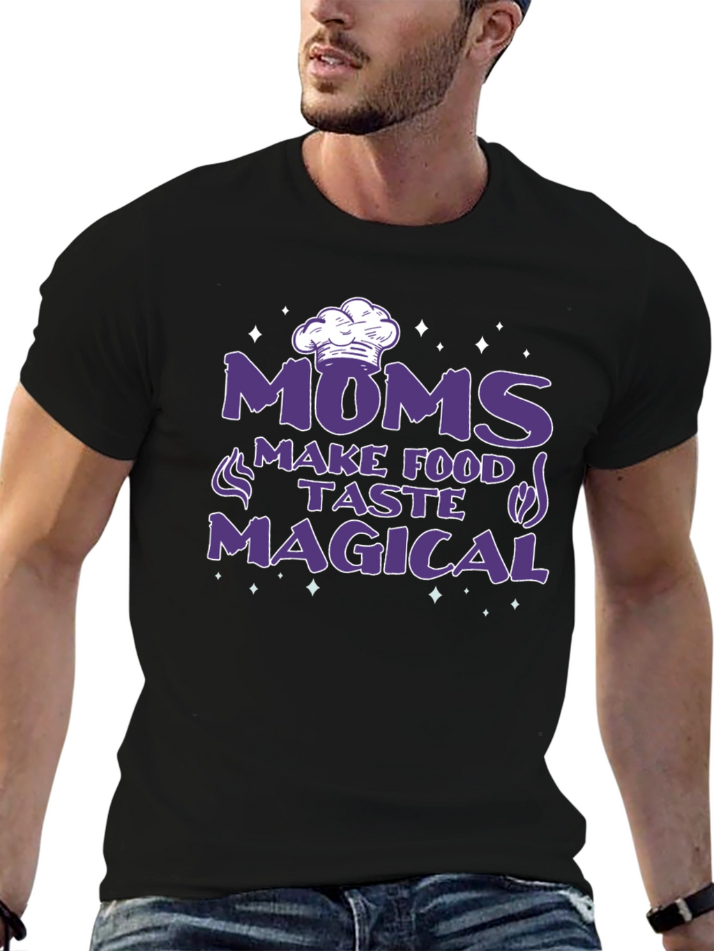 Moms Make Food Taste Magical Black T-Shirt