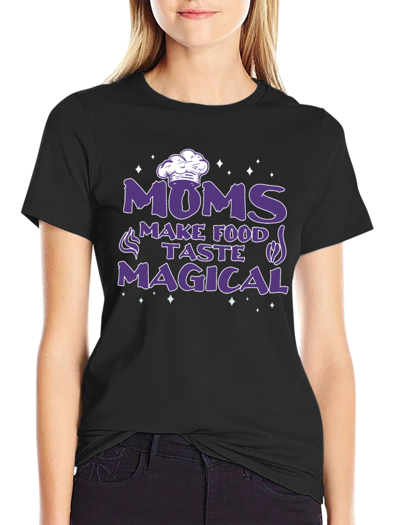 Moms Make Food Taste Magical Black T-Shirt