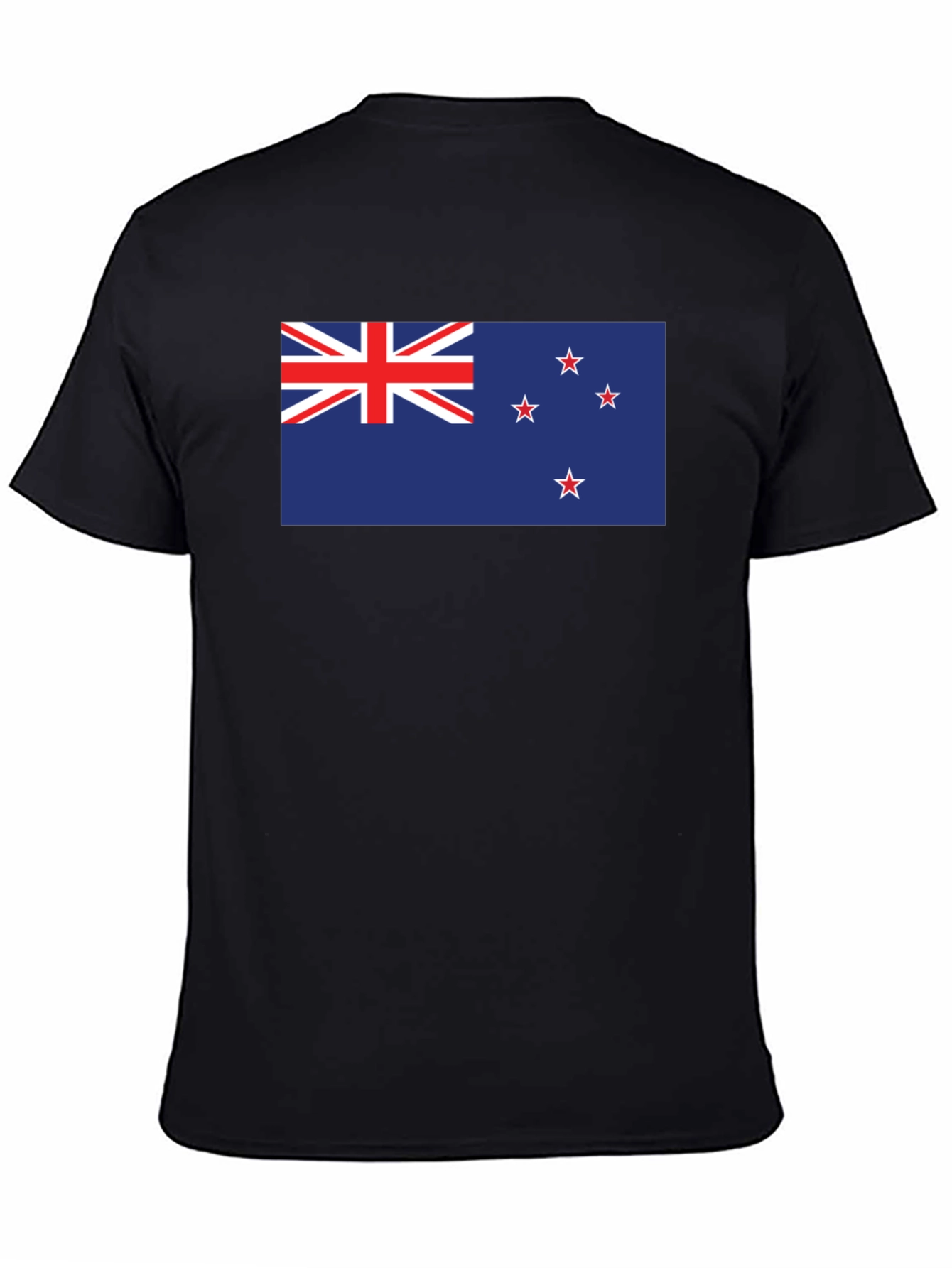 New Zealand Flag Graphic Tee - Black Cotton T-Shirt