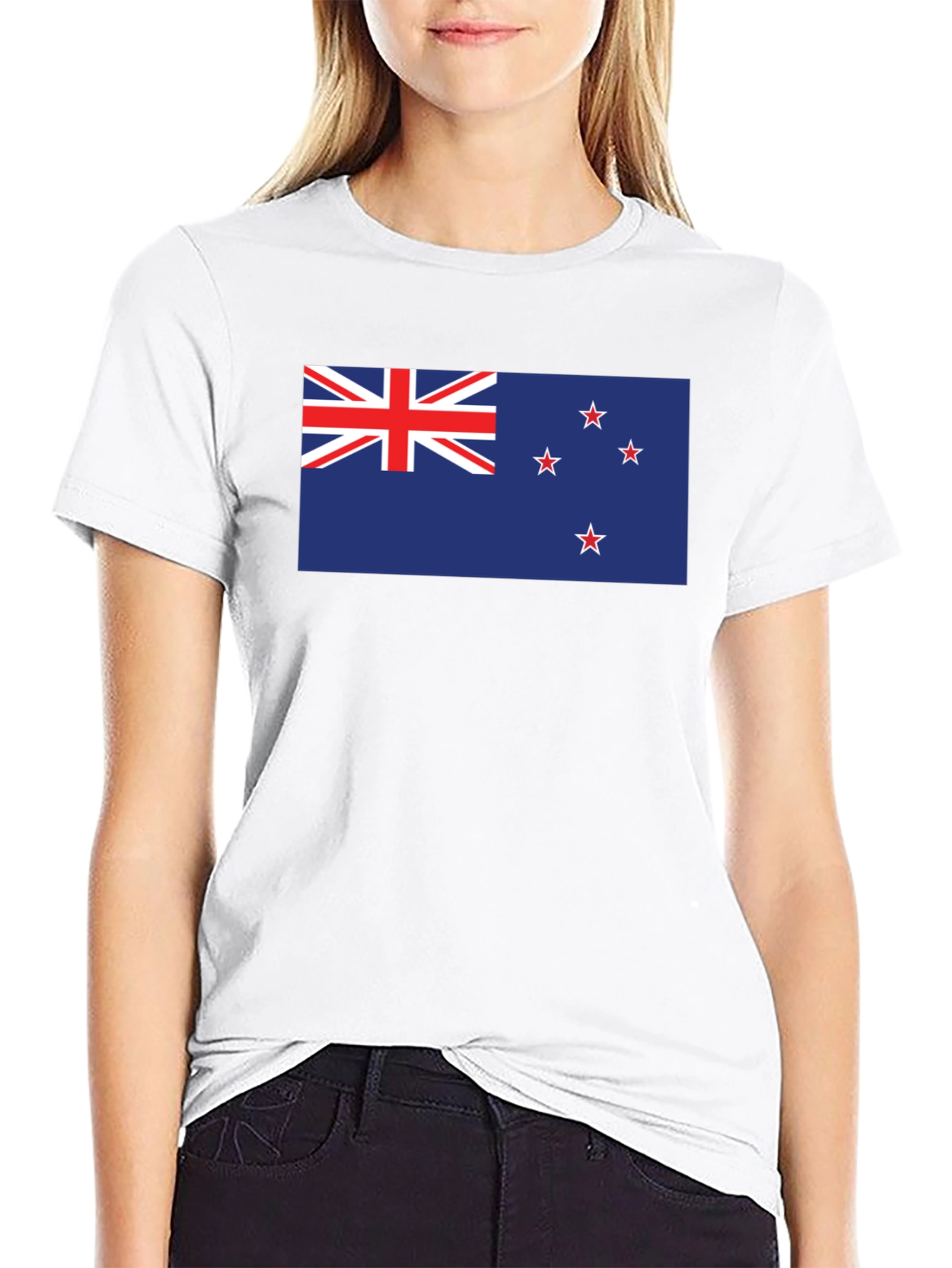 New Zealand Flag Graphic Tee - Black Cotton T-Shirt
