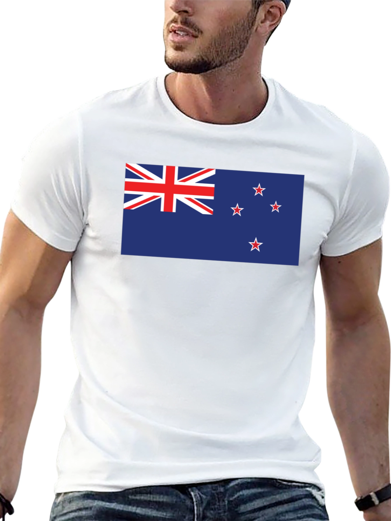 New Zealand Flag Graphic Tee - Black Cotton T-Shirt