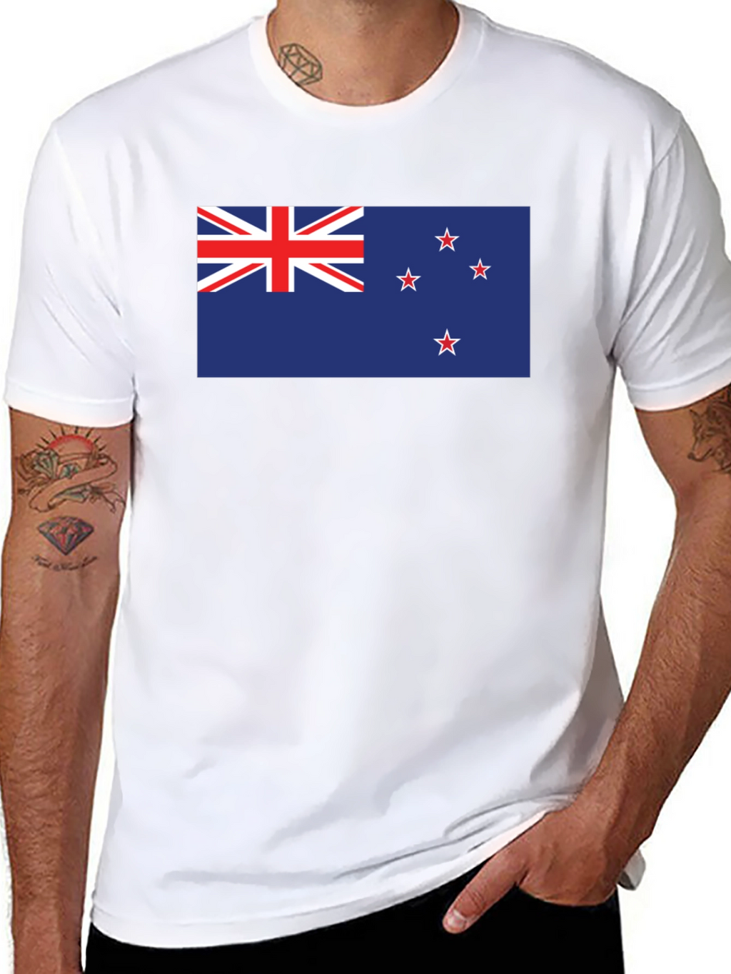 New Zealand Flag Graphic Tee - Black Cotton T-Shirt
