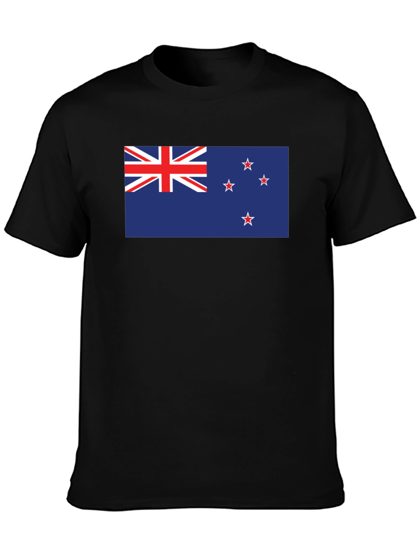 New Zealand Flag Graphic Tee - Black Cotton T-Shirt