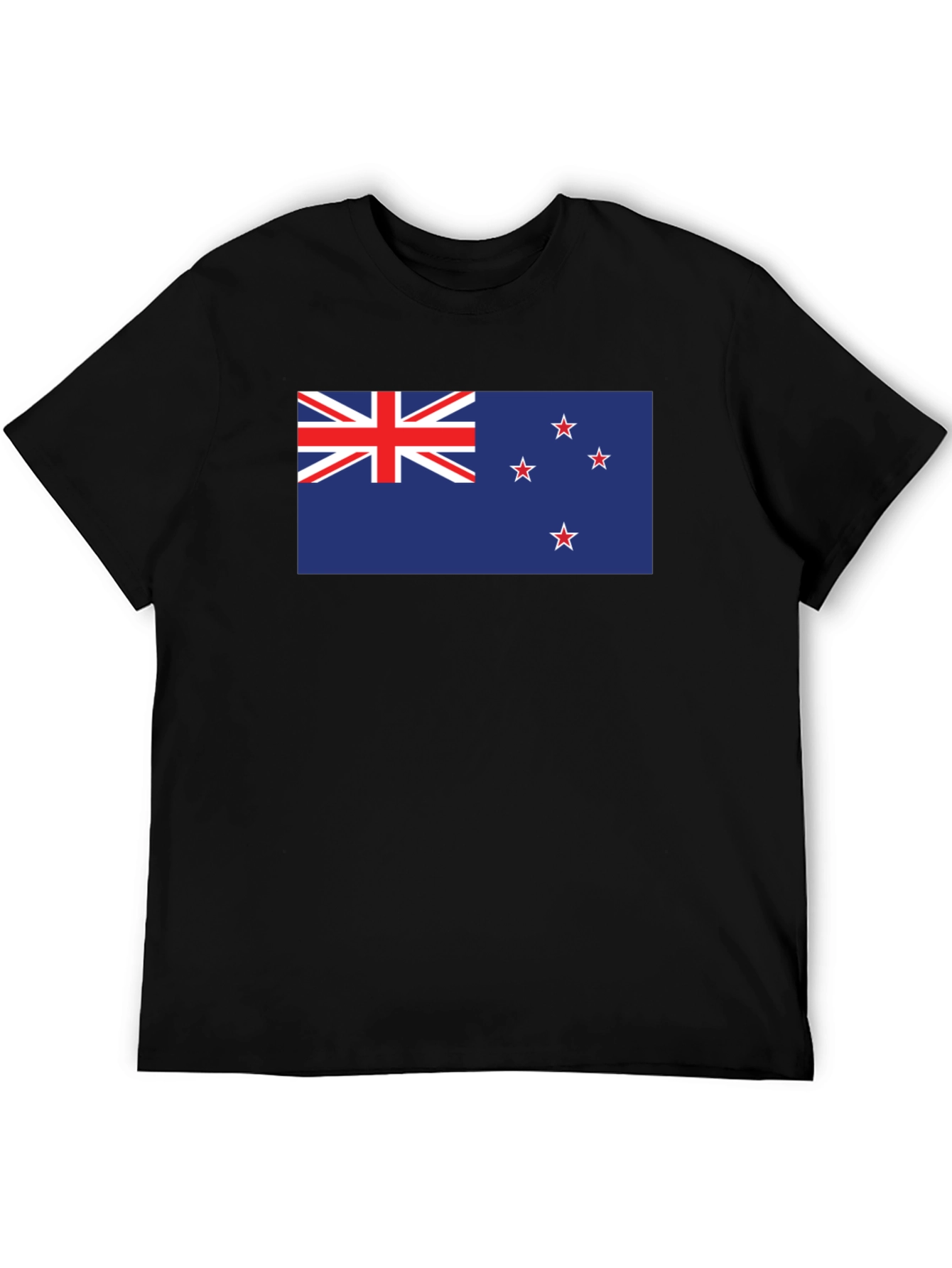 New Zealand Flag Graphic Tee - Black Cotton T-Shirt