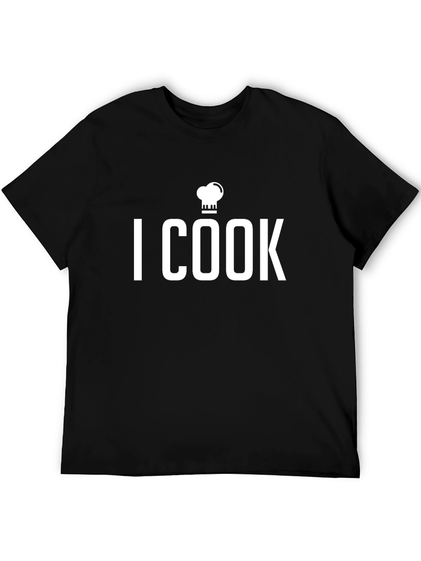 I Cook Chef Hat Graphic T-Shirt - Black Cotton Tee