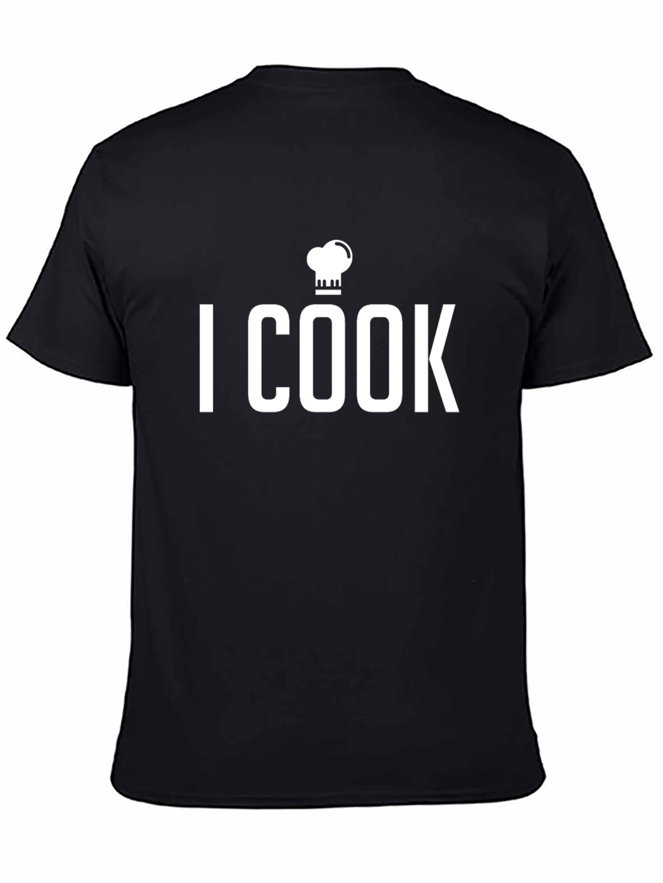 I Cook Chef Hat Graphic T-Shirt - Black Cotton Tee